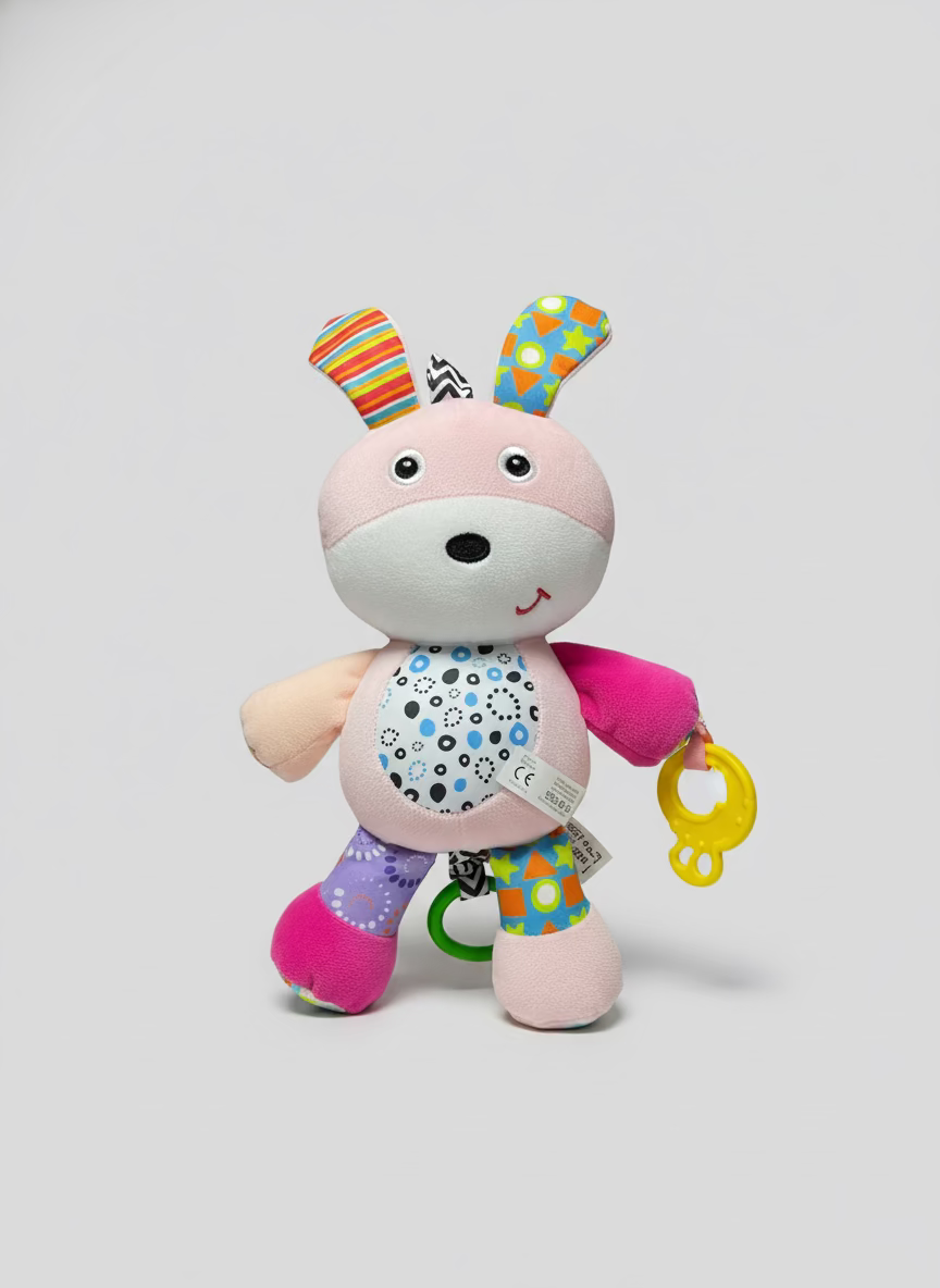 Peluche Antialergico conejo De Actividades Sensoriales Con Sonajero Y Mordedor