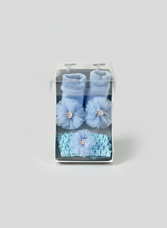 Set De Calcetines Y Diadema Con Flor Para Bebé