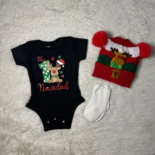 Combo de Body Unisex "Mi Primera Navidad" Con Estampado De Reno