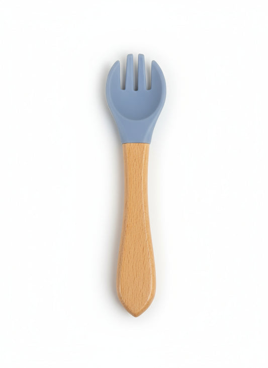 Tenedores para bebé de silicona y madera