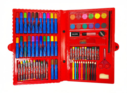 Set de Dibujo y Pintura 86 Piezas con Estuche - Cars o Spiderman