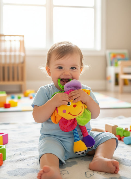 Peluche Antialèrgico Colgante para Bebés, Sonajero y Juguete de Estimulación