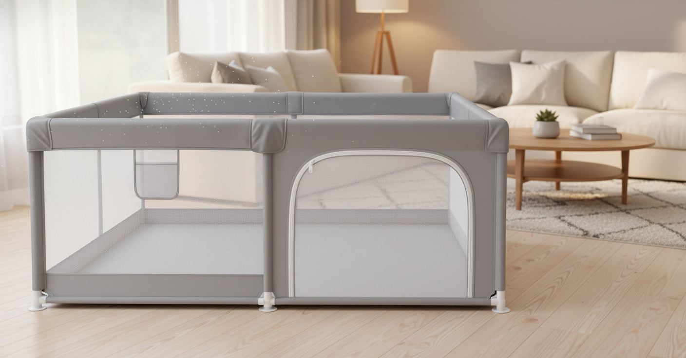 Corral de Juegos Plegable Infantil con Malla Transpirable y Puerta de Acceso