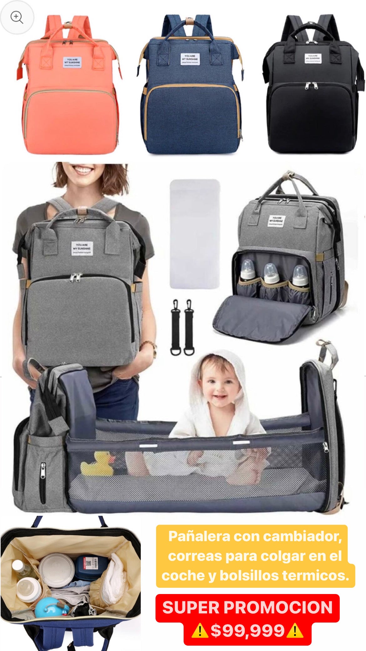 Pañalera con cambiador