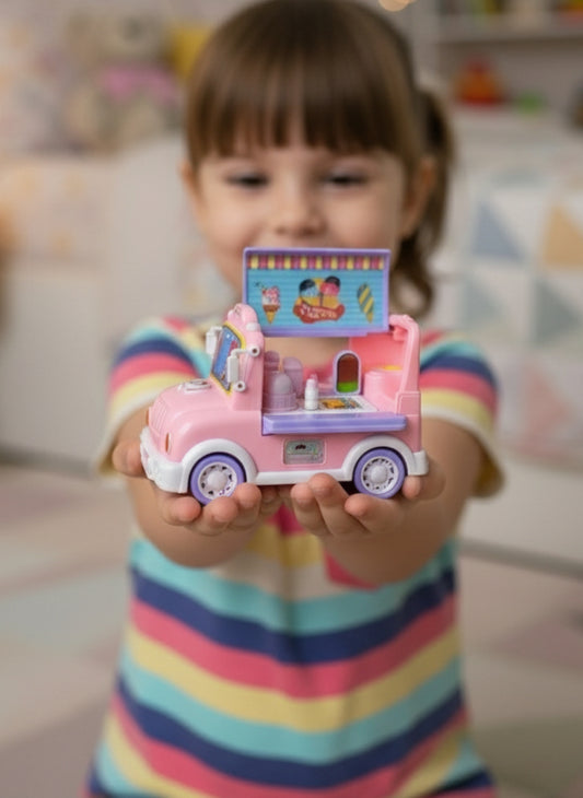 Camión de Helados de Juguete con Accesorios de Juego de Roles Tienda Interactiva para Niñas +3 Años
