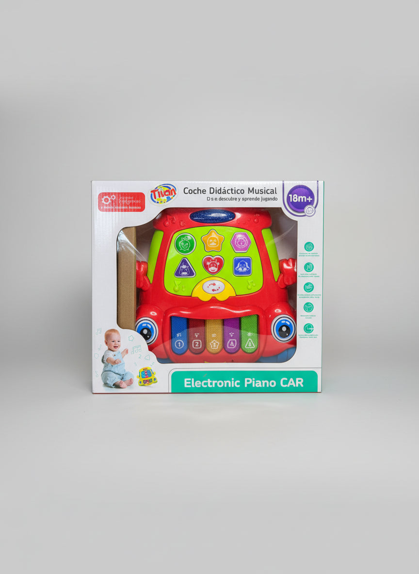 Carro Musical Interactivo 3 en 1 para Bebés, Piano Didáctico, Sonidos de Animales y Formas