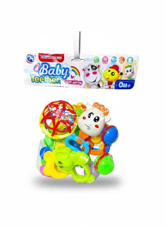 Kit de 8 Juguetes Sonajeros y Mordedores Seguros para la Dentición del Bebé / 0M+