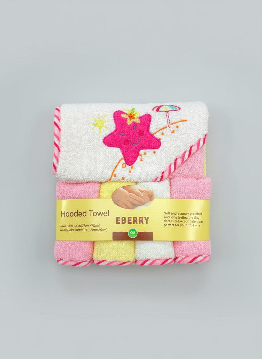 Set de Toalla con Capucha y Paños de Baño EBERRY