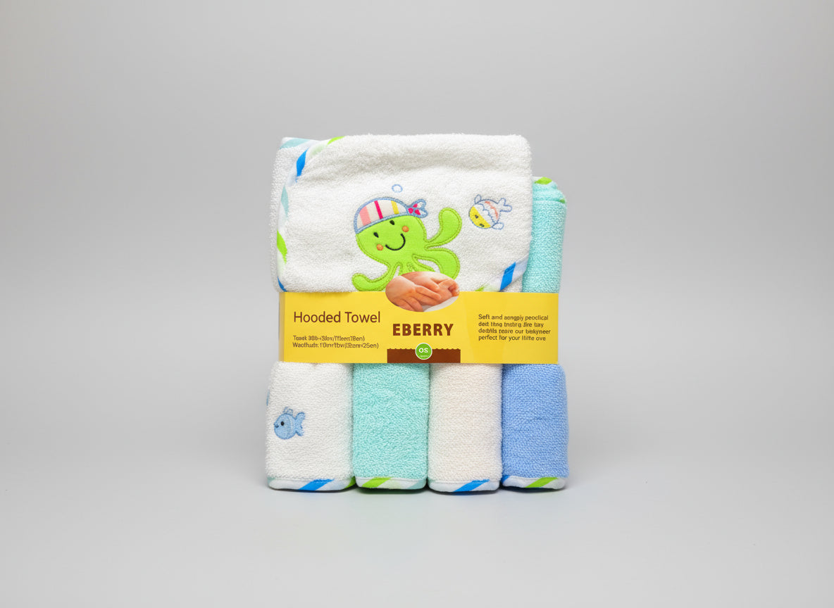Set de Toalla con Capucha y Paños de Baño EBERRY