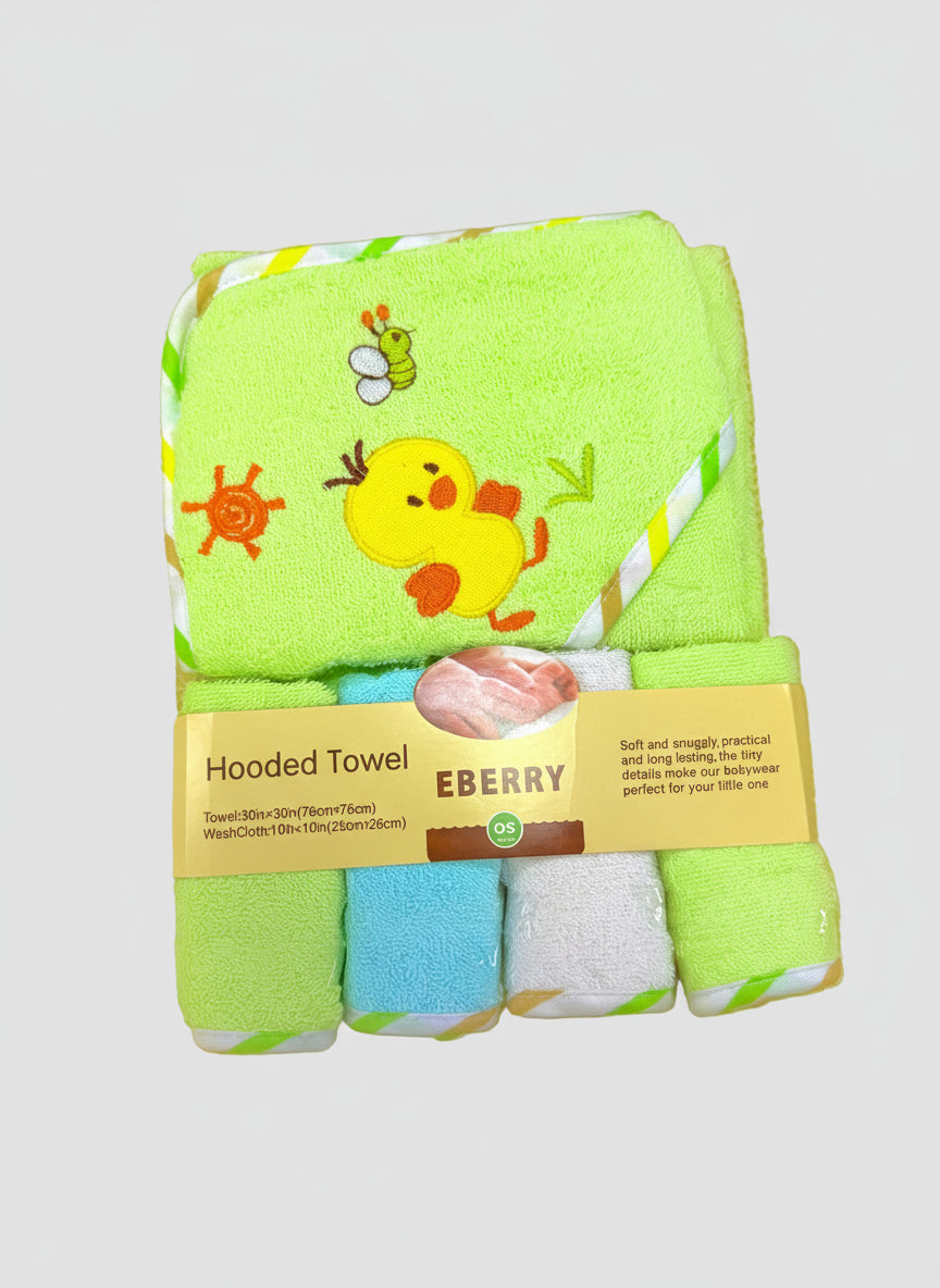 Set de Toalla con Capucha y Paños de Baño EBERRY