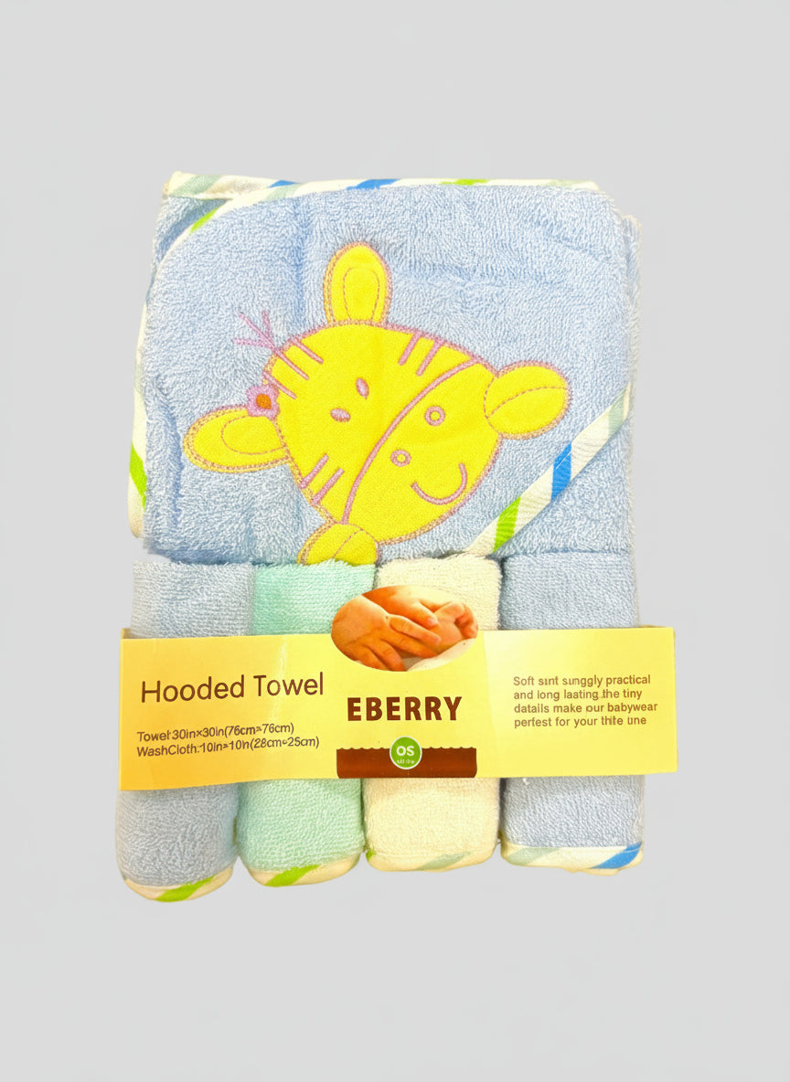 Set de Toalla con Capucha y Paños de Baño EBERRY