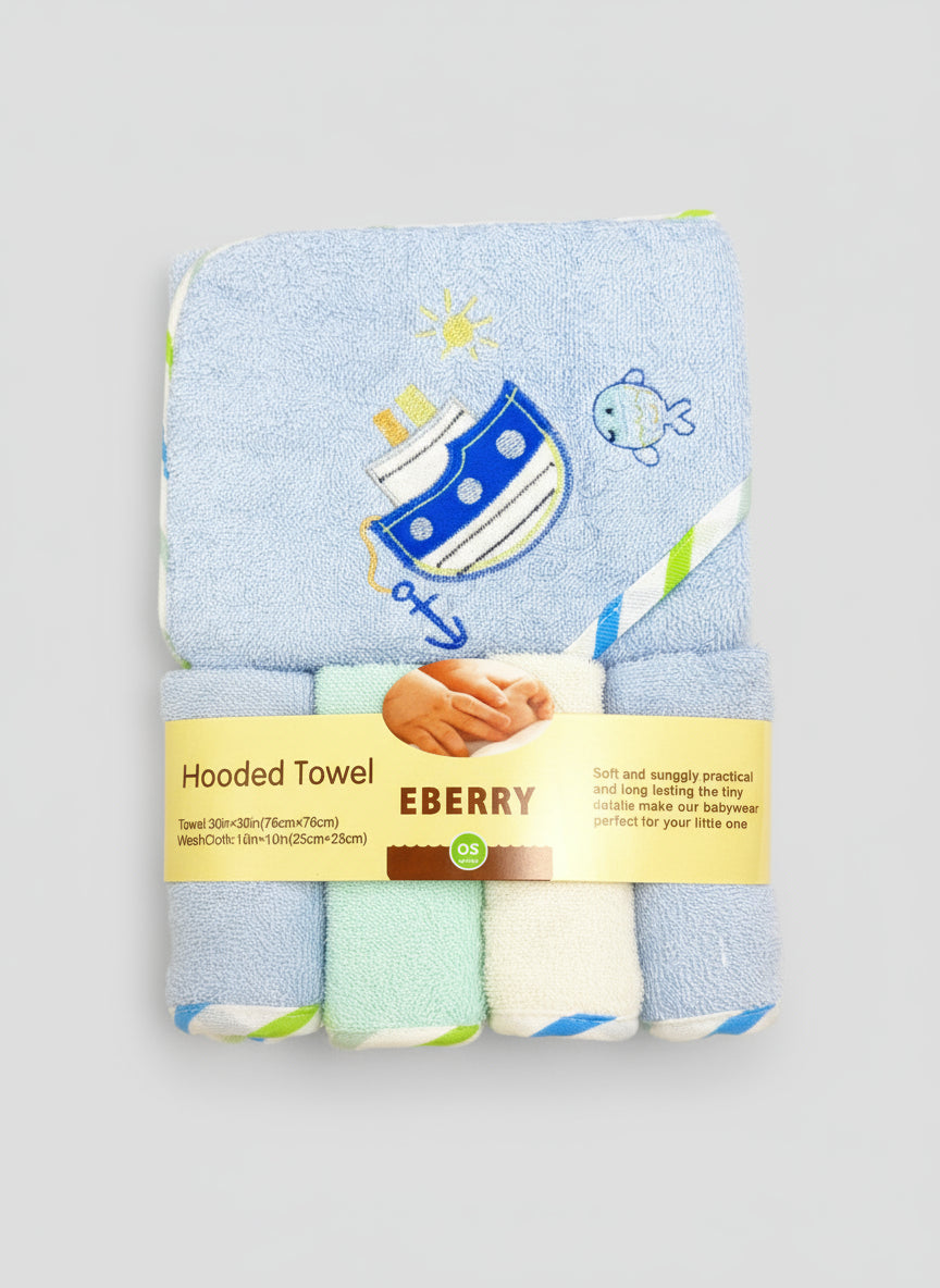 Set de Toalla con Capucha y Paños de Baño EBERRY