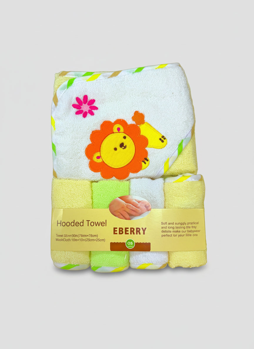 Set de Toalla con Capucha y Paños de Baño EBERRY