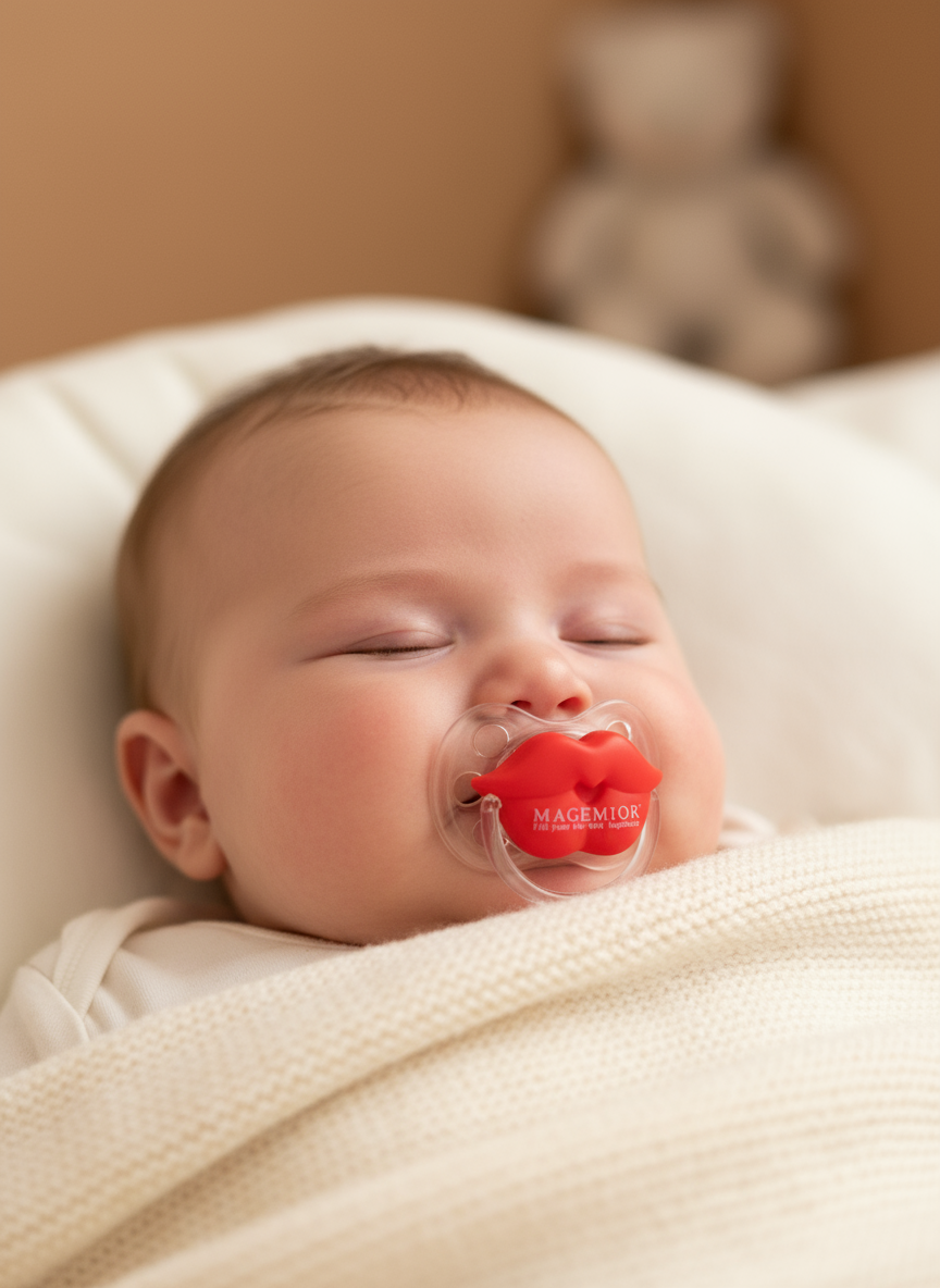 Chupo Divertido en Forma de Labios de Silicona para Bebé