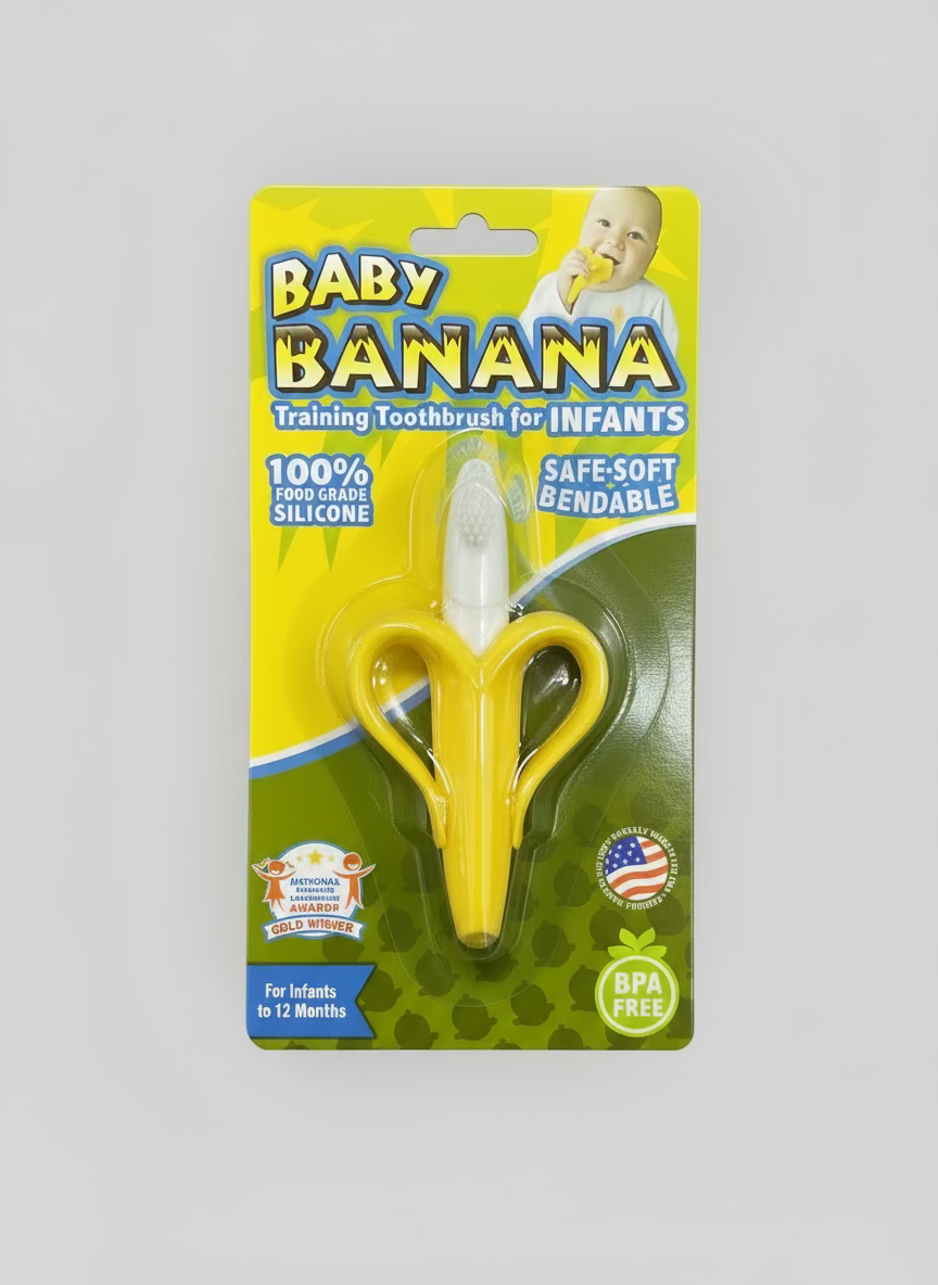 Cepillo de Entrenamiento Banana de Silicona para Bebé