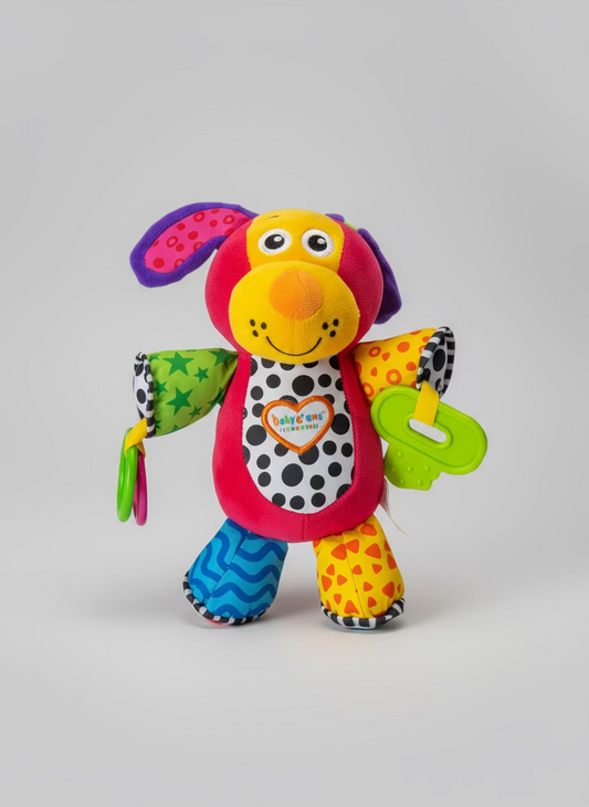 Peluche Perro Antialérgico De Actividades Sensoriales Con Sonajero Y Mordedor