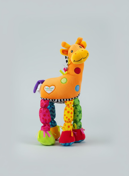 Peluche Antialergico Jirafa De Actividades Sensoriales Con Sonajero Y Texturas