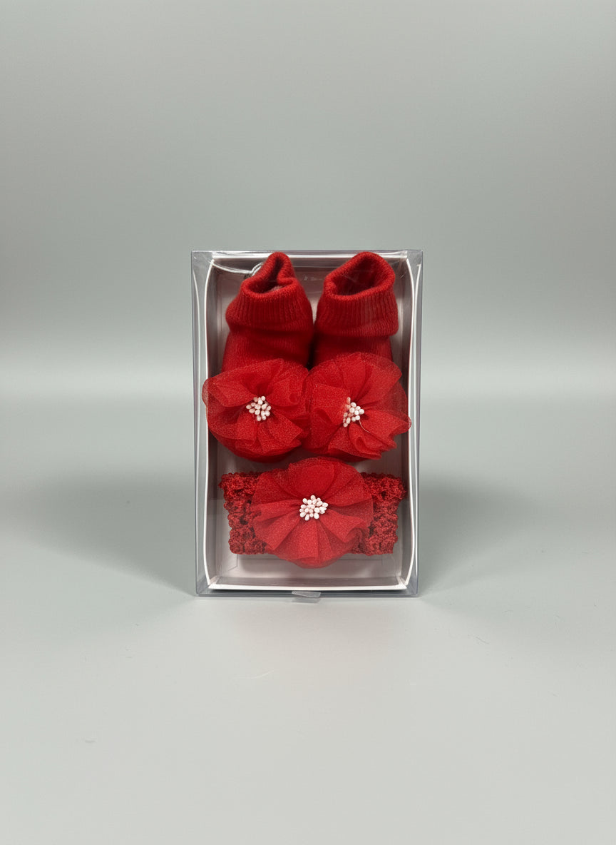 Set De Calcetines Y Diadema Con Flor Para Bebé