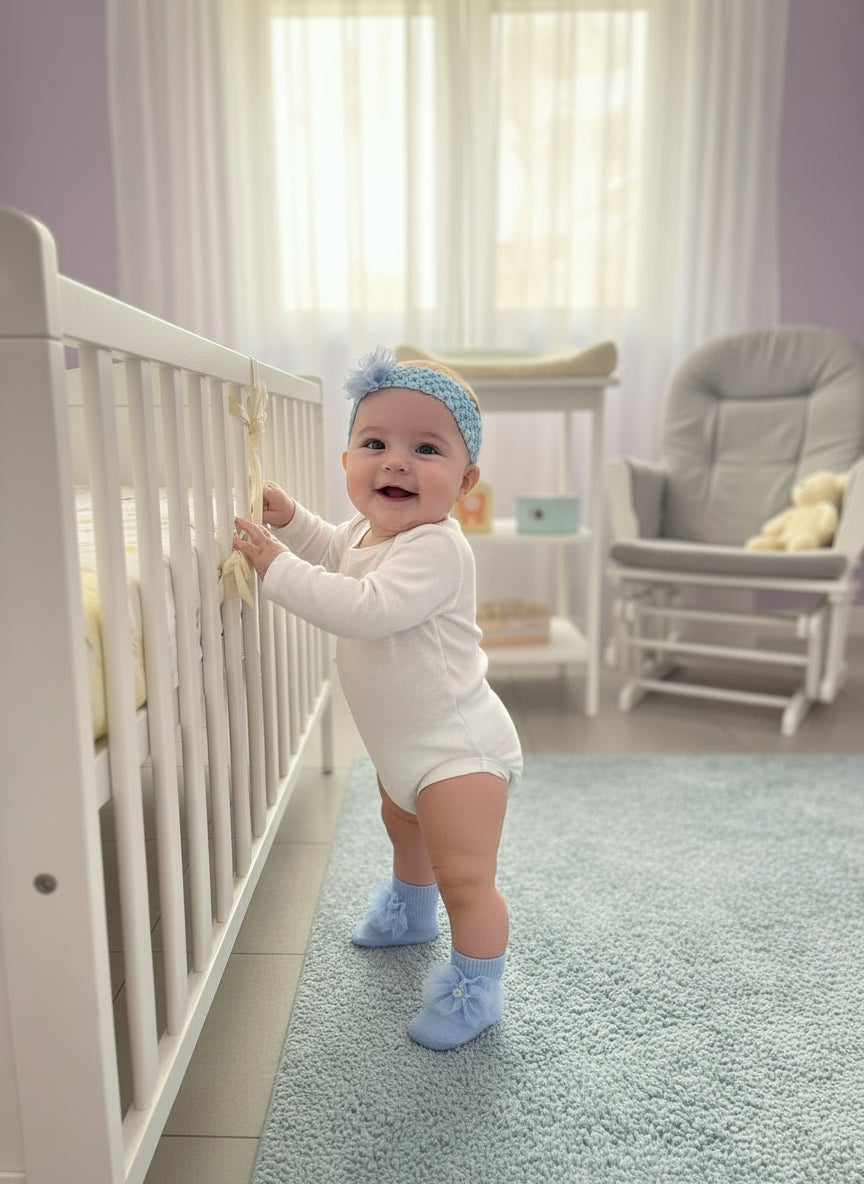 Set De Calcetines Y Diadema Con Flor Para Bebé