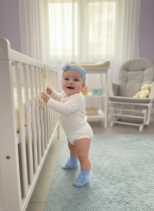 Set De Calcetines Y Diadema Con Flor Para Bebé