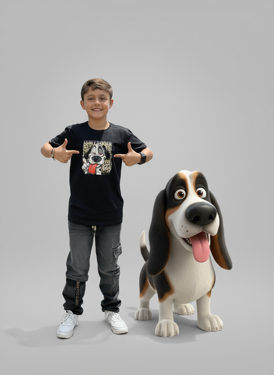 Conjunto Urbano Camiseta Negra con Estampado y Jean Cargo