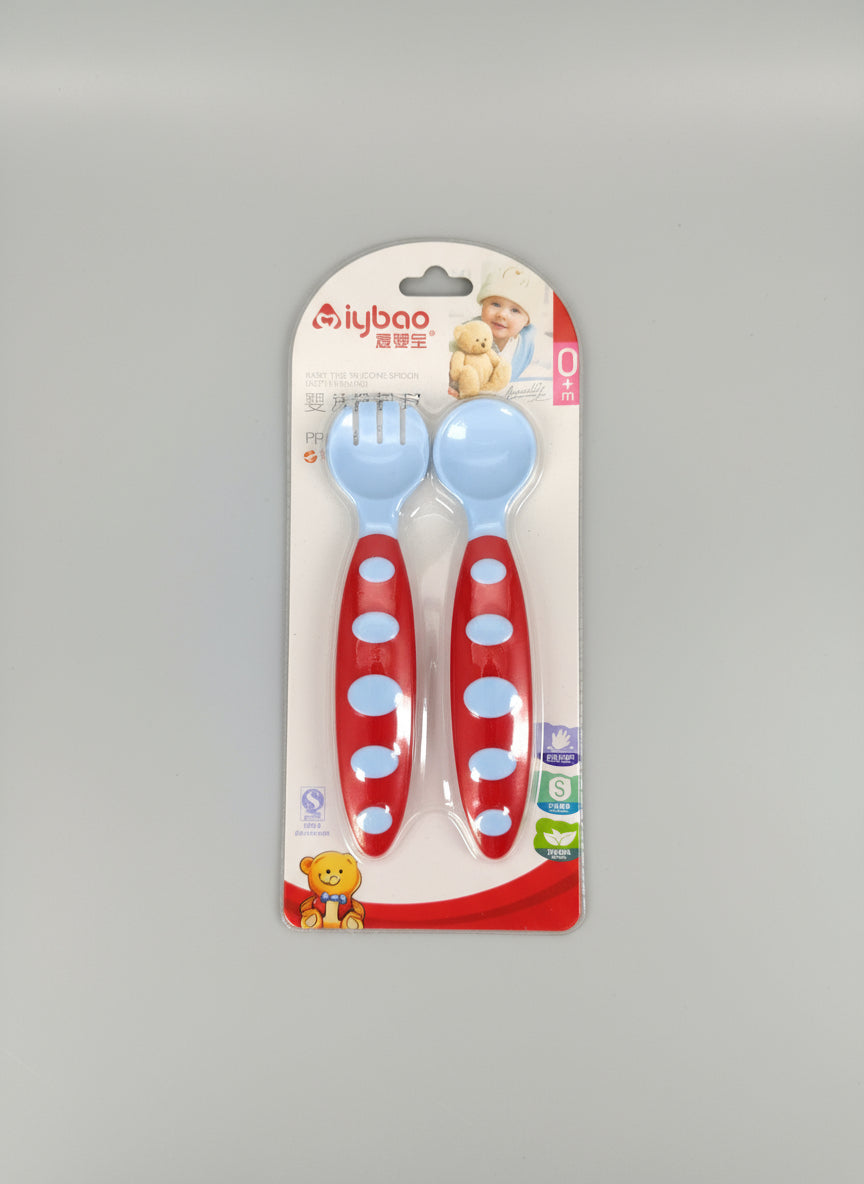 Cubiertos Infantiles para Autoalimentación | Kit de Destete Tenedor y Cuchara - Liyibao