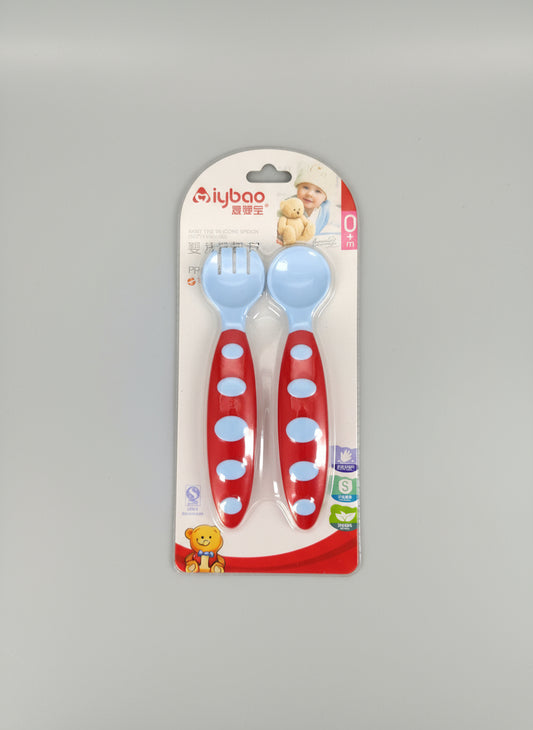 Cubiertos Infantiles para Autoalimentación | Kit de Destete Tenedor y Cuchara - Liyibao