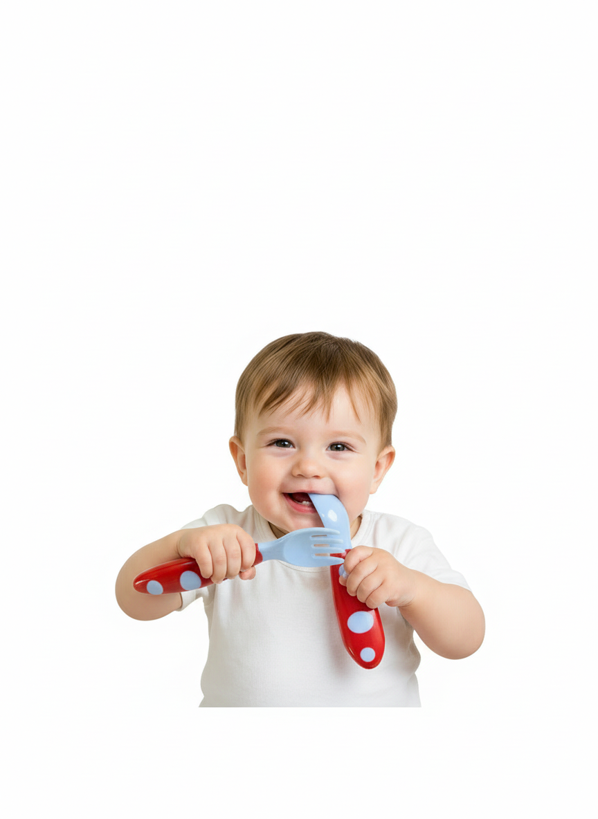 Cubiertos Infantiles para Autoalimentación | Kit de Destete Tenedor y Cuchara - Liyibao
