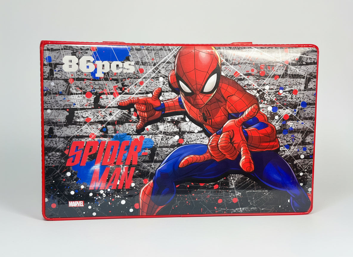Set de Arte para Dibujo y Pintura 86 Piezas con Estuche - Cars o Spiderman