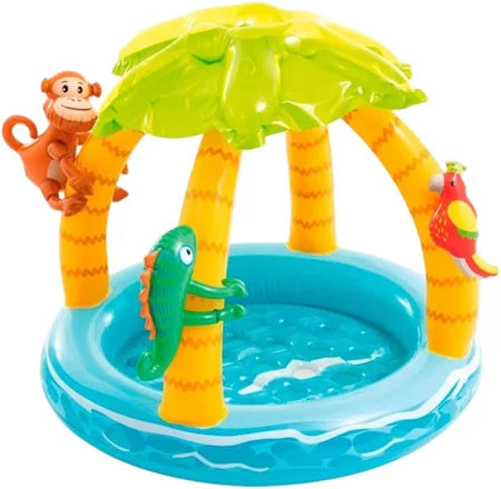 Piscina Inflable Infantil Tropical con Sombrilla y Juegos