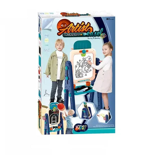 Tablero Infantil 4 en 1 Multifuncional – Pizarra, Aro de Basquet y Tablero Didáctico