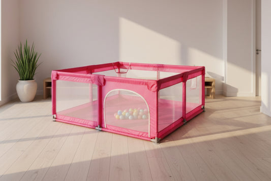 Corral de Juegos Plegable Infantil con Malla Transpirable y Puerta de Acceso